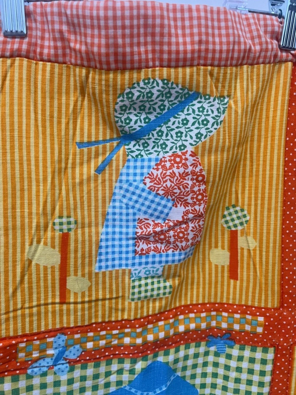 Vintage‎ Patchwork Sunbonnet Baby Quilt - Yellow, Orange, Blue, Green